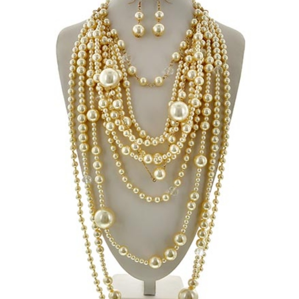 2 in 1 Pearl Statement Necklace